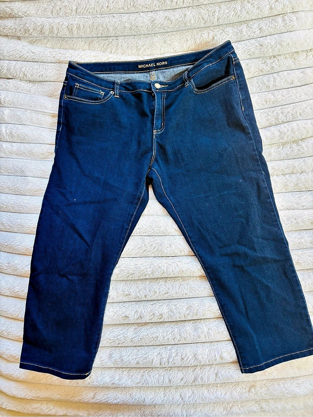 Michael Kors Blue Dark Wash Mid-Rise Cropped Denim Jeans Women's Size 14